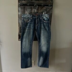 Men's Rock Revival Edward Straight Blue Jeans